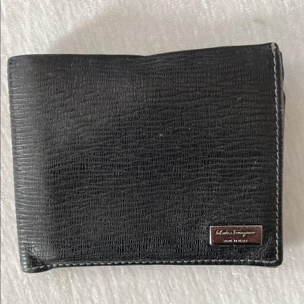 Salvatore Ferragamo Textured Black Card Holder